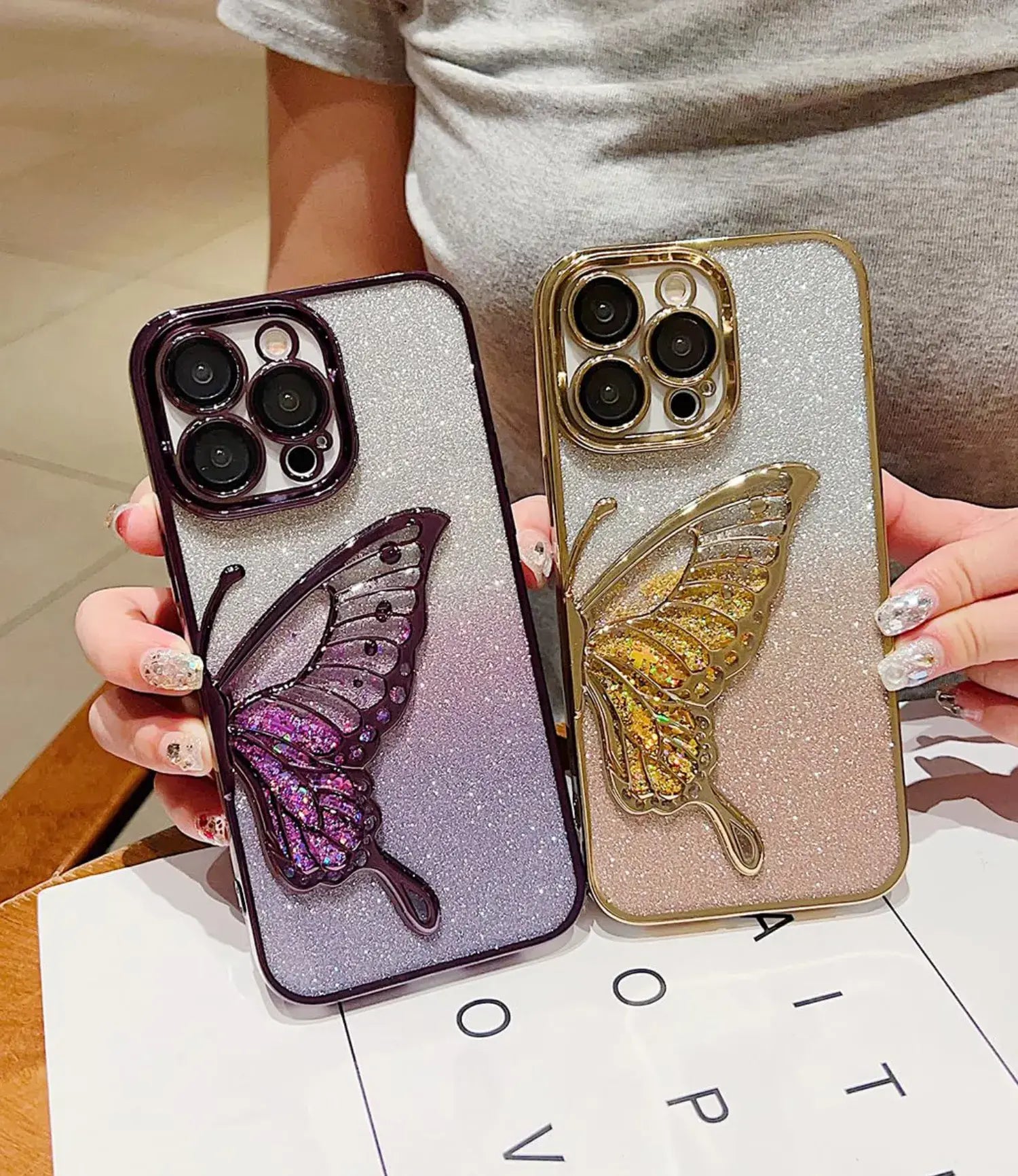 Crystal Wings Glitter Phone Case - Silver