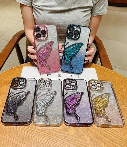 Crystal Wings Glitter Phone Case - Black