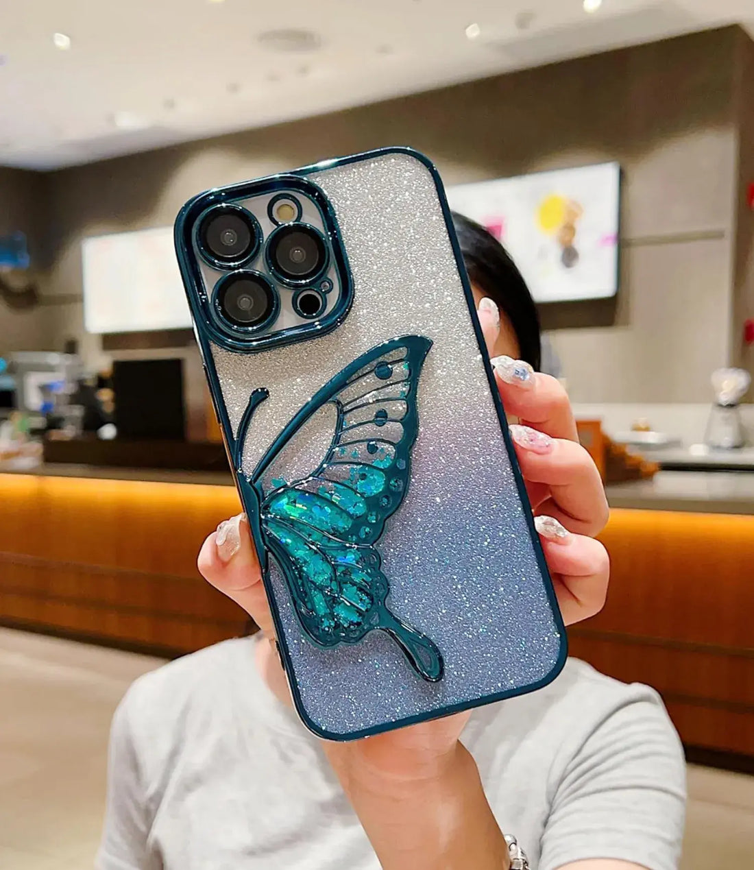 Crystal Wings Glitter Phone Case - Blue