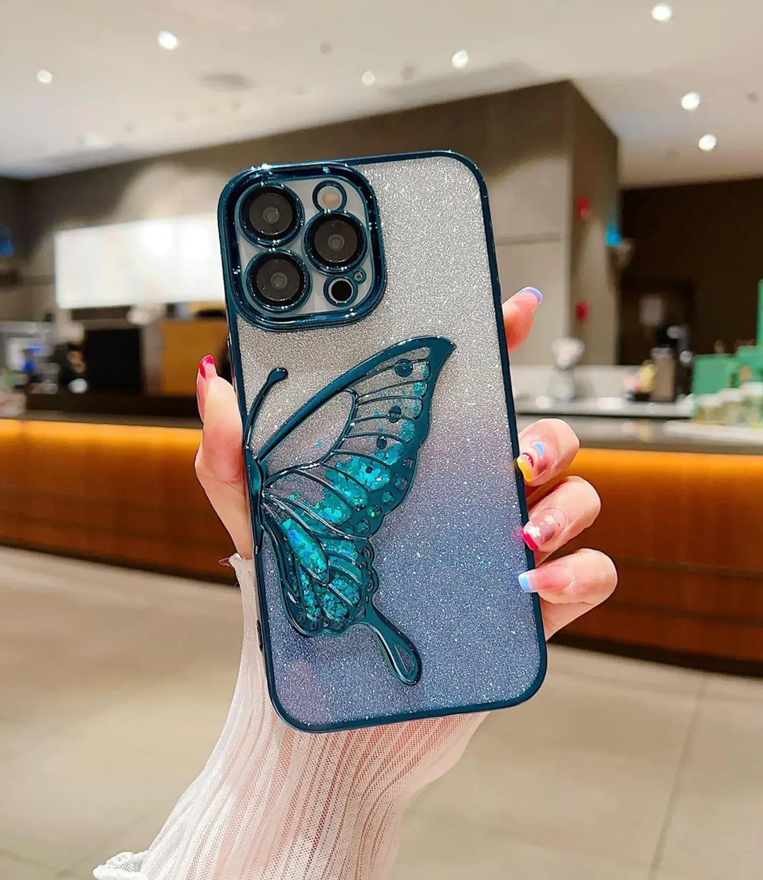Crystal Wings Glitter Phone Case - Blue