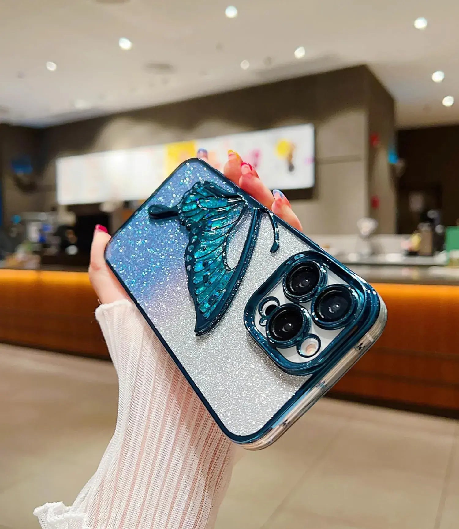 Crystal Wings Glitter Phone Case - Blue