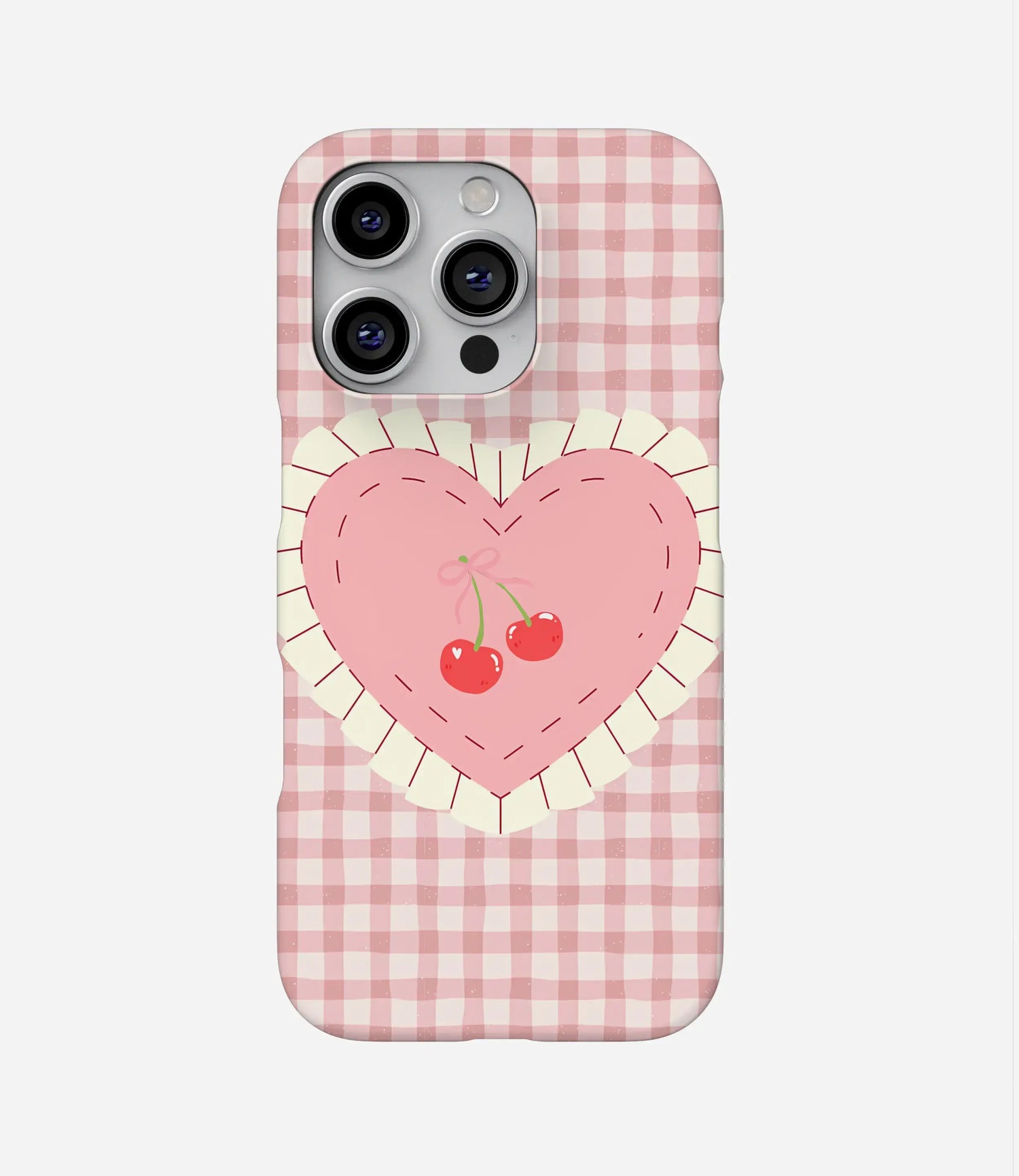 Cherry Heart Gingham Hard Case