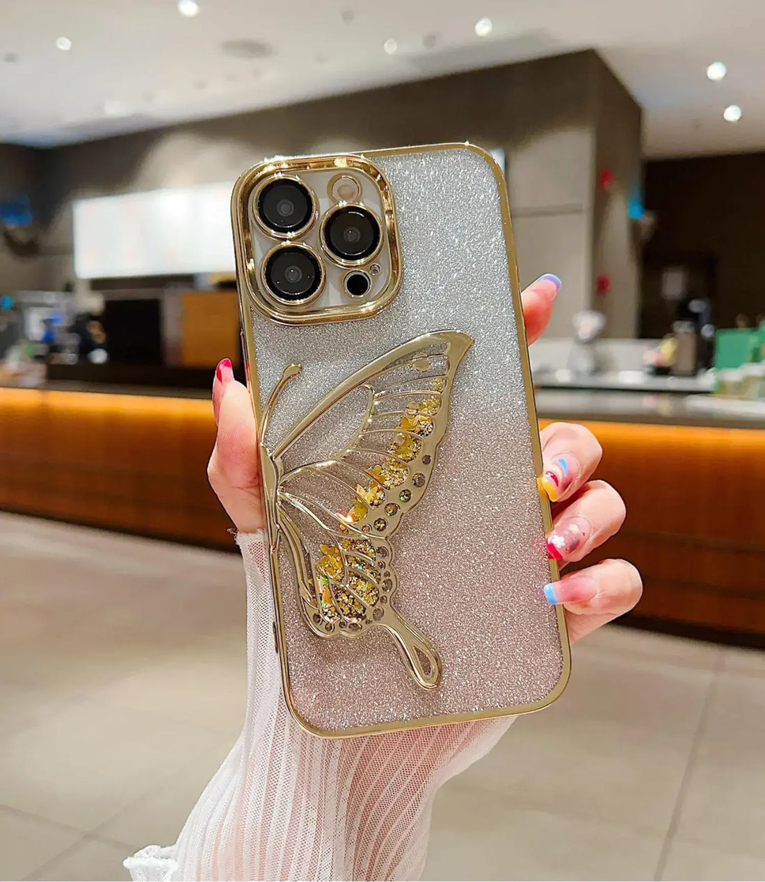 Crystal Wings Glitter Phone Case - Gold