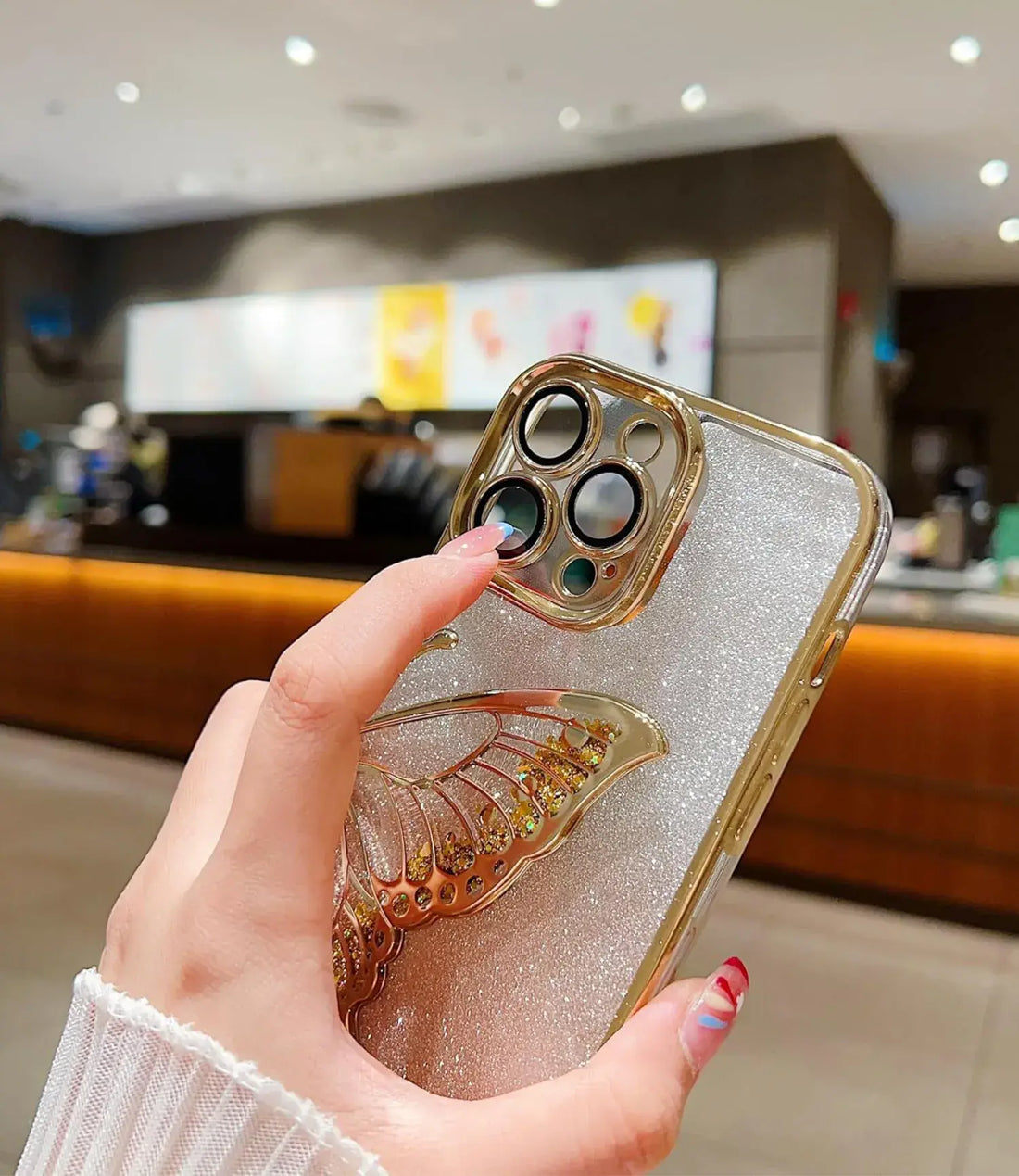 Crystal Wings Glitter Phone Case - Gold