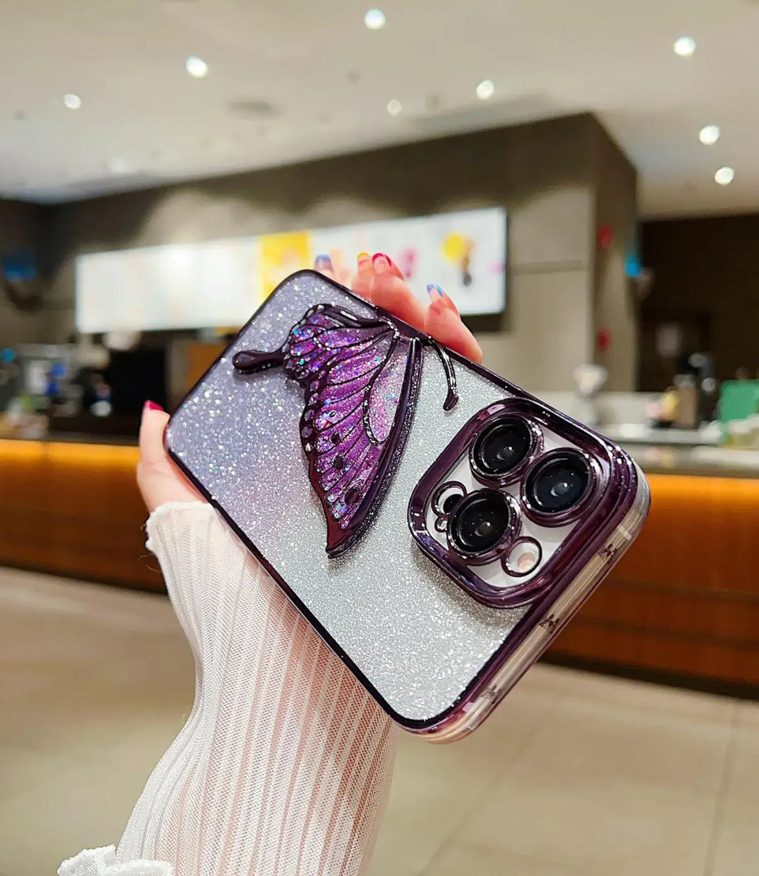 Crystal Wings Glitter Phone Case - Purple