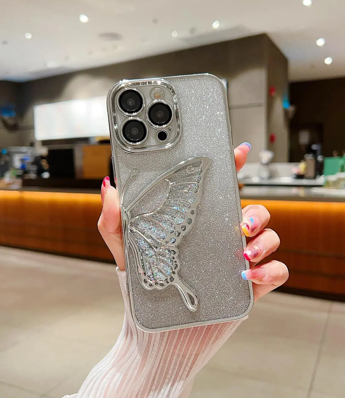 Crystal Wings Glitter Phone Case - Silver